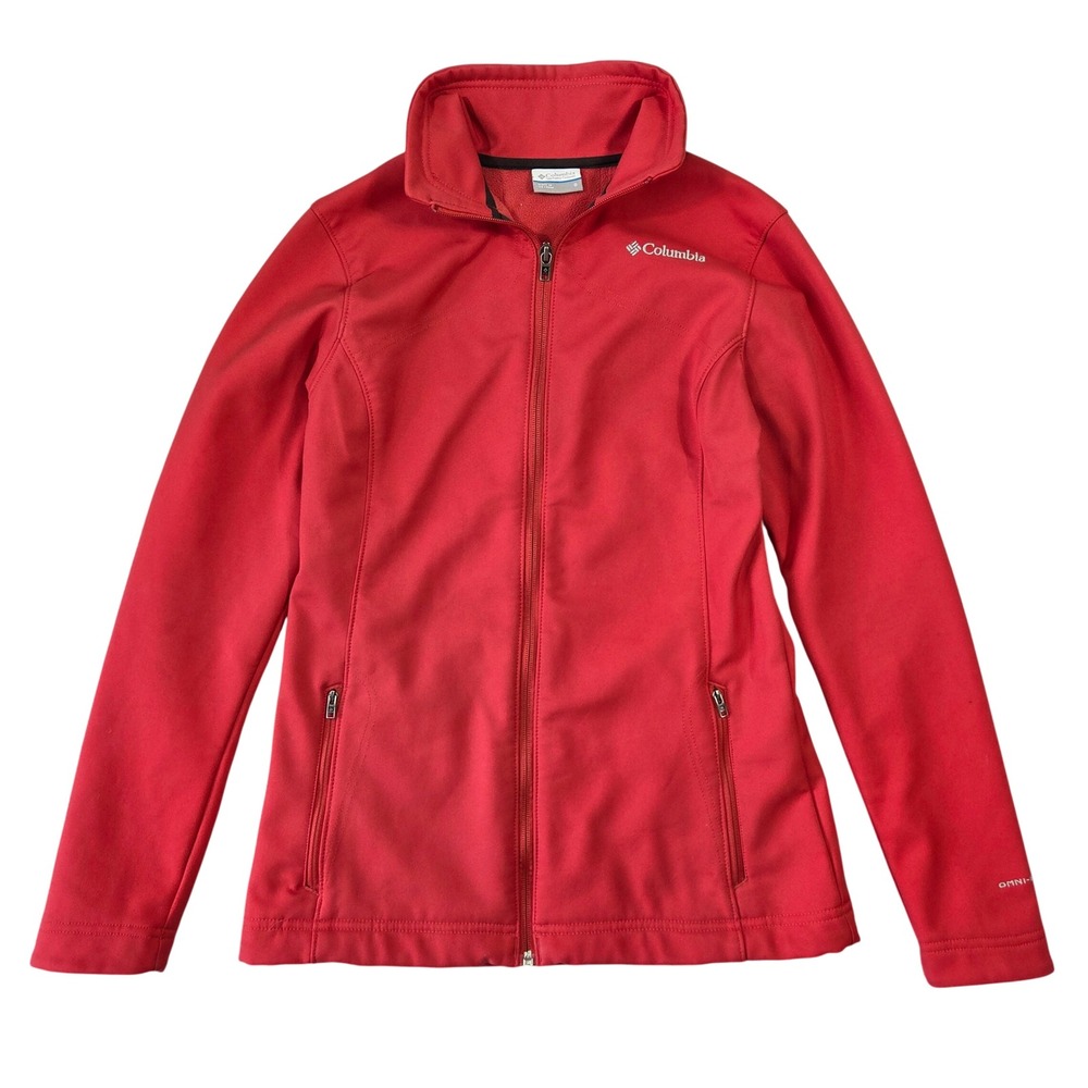 Columbia Omni-Shield Softshell Jacket Womens Small Red Full Zip Hiking Outdoor
